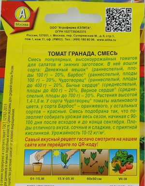 Томат Гранада смесь Аэлита описание