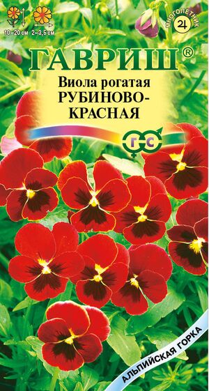 Виола Виттрока Рубиново-красная Рогатая серия Альпийская горка Гавриш