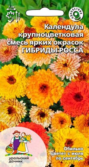 Календула Гибриды Росса крупноцветковая смесь Уральский Дачник